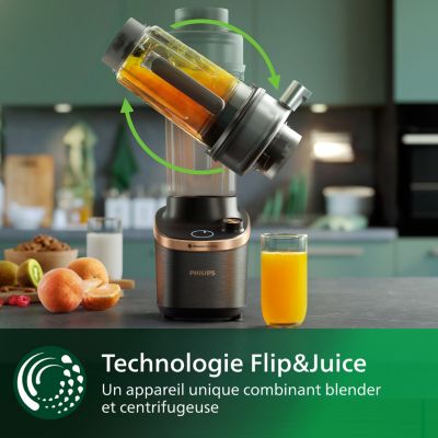 Blender 2‑en‑1 PHILIPS Flip&Juice HR3770/00&nbsp;: puissance, polyvalence et performance.