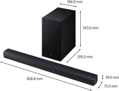 Barre de son Samsung HW‑B46CF – Immersion audio 2,1 Bluetooth avec caisson intégré pour un cinéma à domicile exceptionnel.