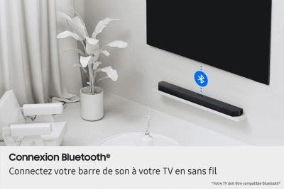 Barre de son Samsung HW‑B46CF – Immersion audio 2,1 Bluetooth avec caisson intégré pour un cinéma à domicile exceptionnel.