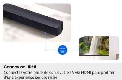 Barre de son Samsung HW‑B46CF – Immersion audio 2,1 Bluetooth avec caisson intégré pour un cinéma à domicile exceptionnel.